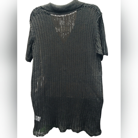 🔴Black Sheer Knit Button-Front Cover-up - Picture 2 of 4
